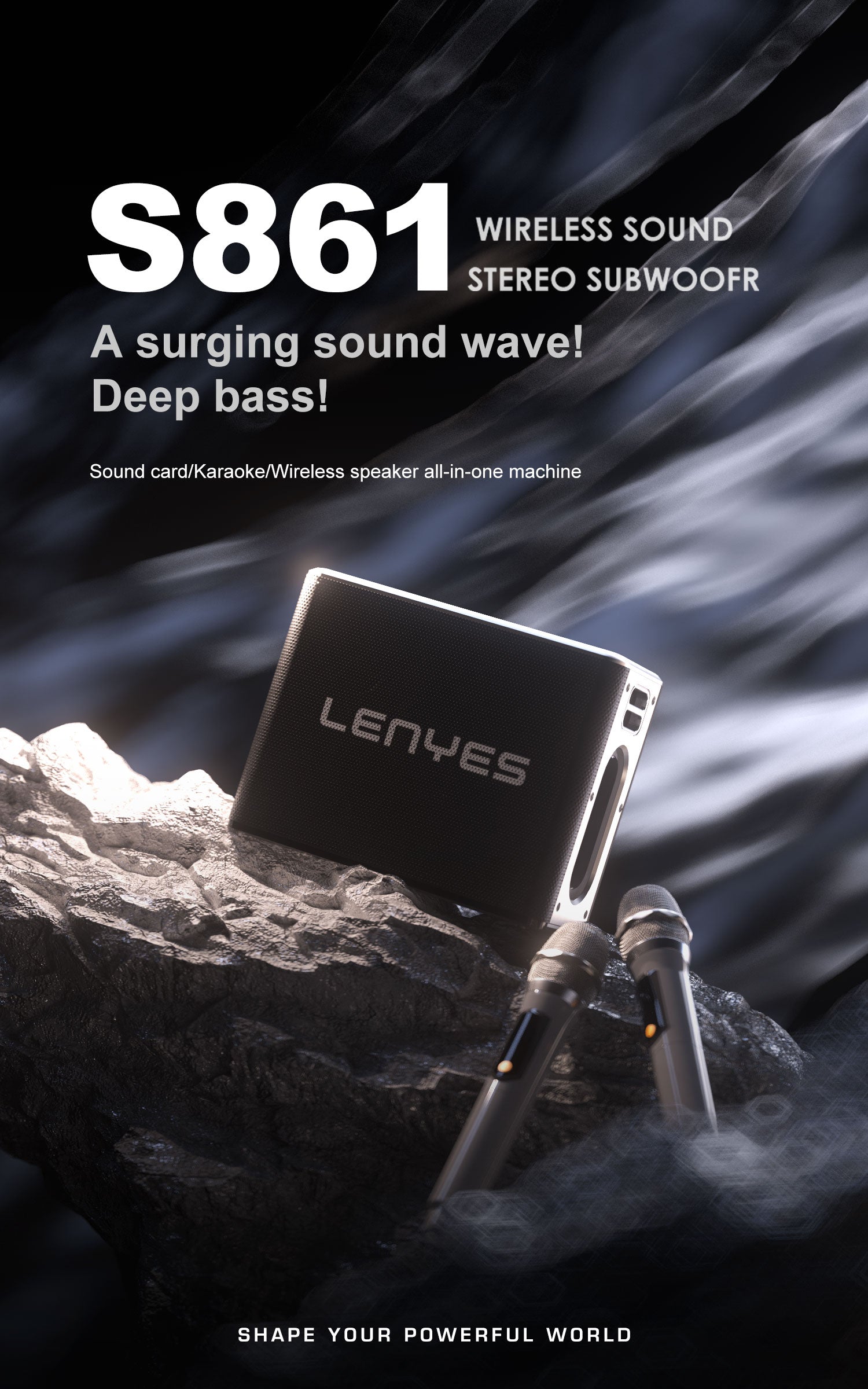 LENYES S861 Altavoz Karaoke Profesional 150W TWS 20h + Micrófono + Luces RGB Negro