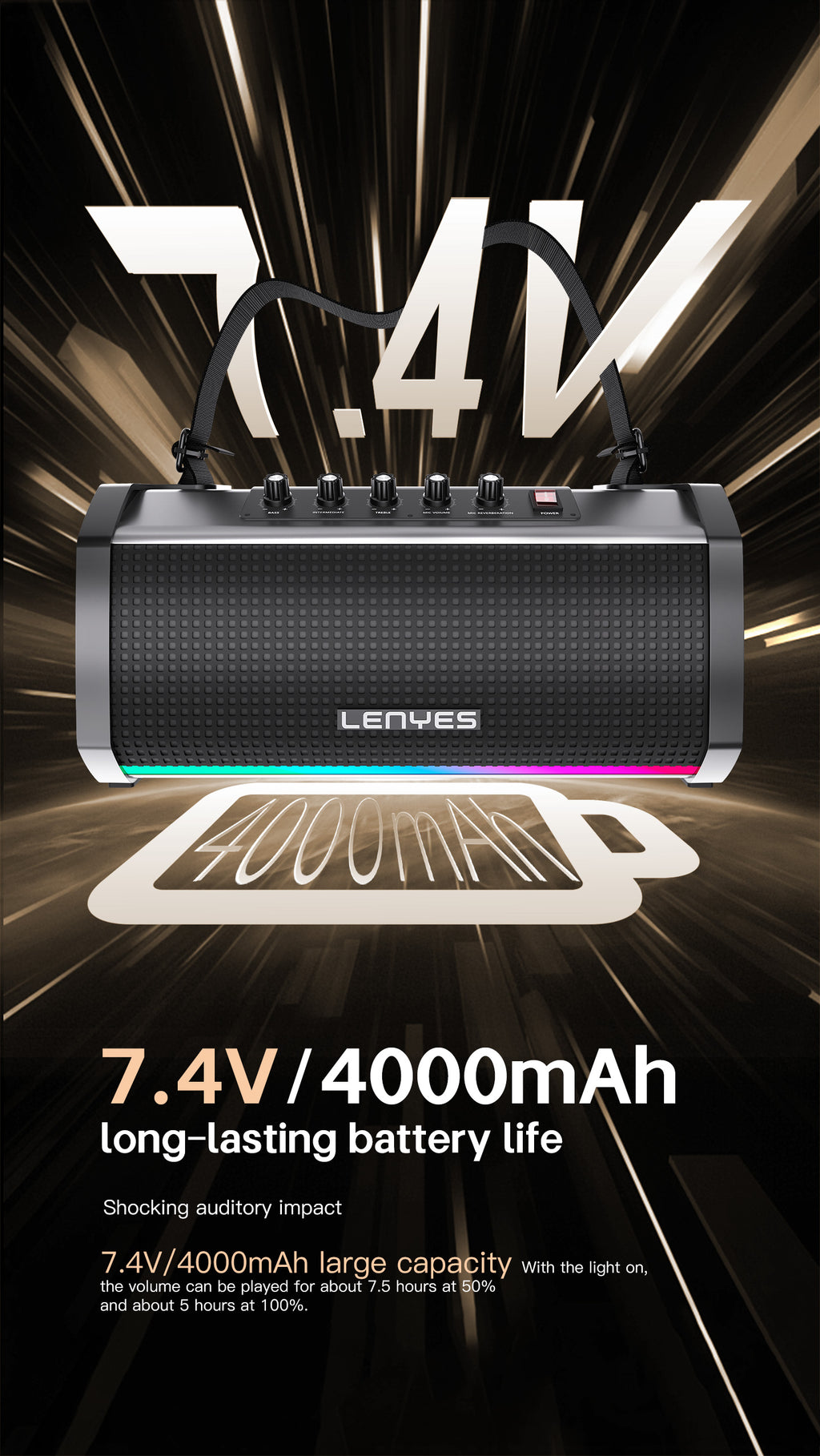 LENYES S863 Altavoz Bluetooth Ultra Portátil IPX6 TWS Compacto Negro