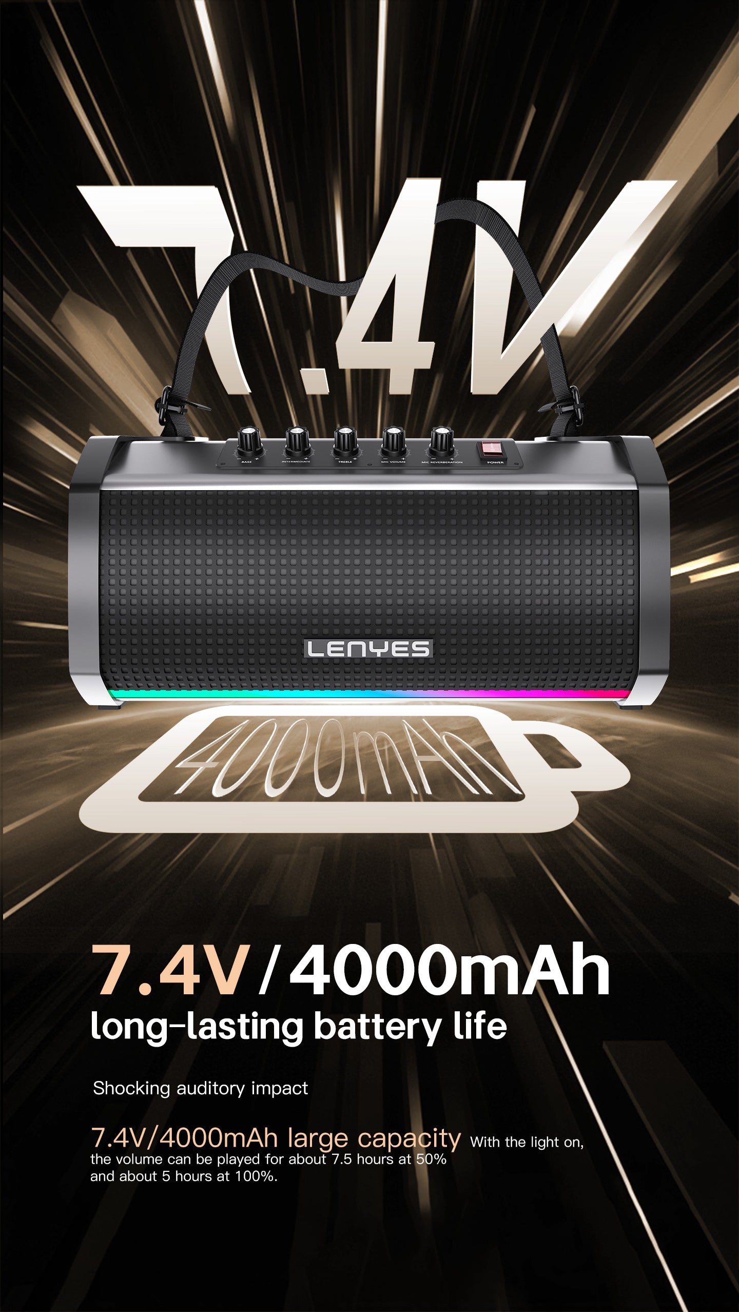 LENYES S863 Altavoz Bluetooth Ultra Portátil IPX6 TWS Compacto Negro