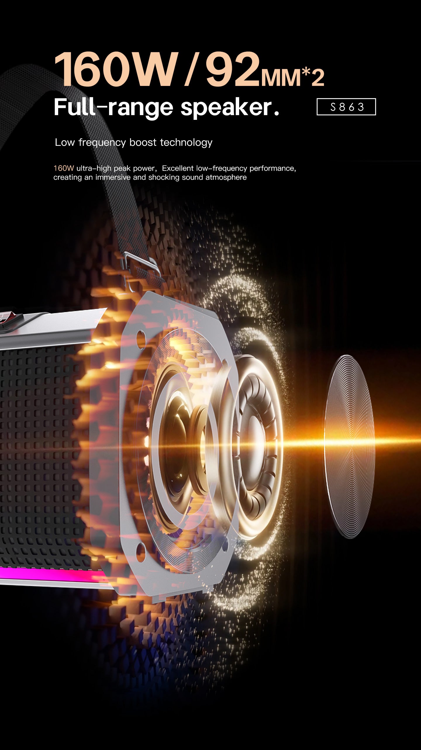 LENYES S863 Altavoz Bluetooth Ultra Portátil IPX6 TWS Compacto Negro