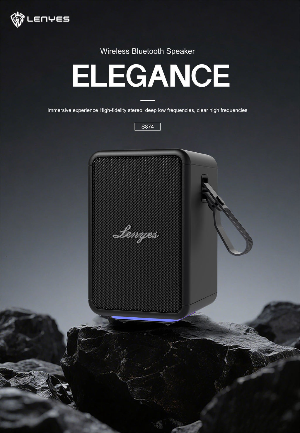 LENYES S874 Altavoz Bluetooth Alta Fidelidad IPX6 TWS Premium Negro