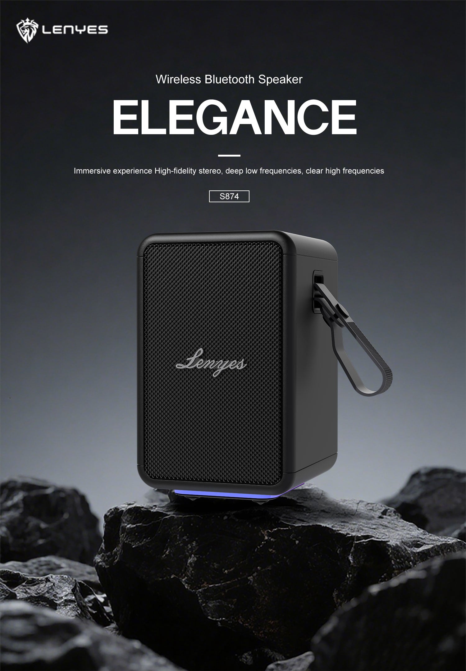 LENYES S874 Altavoz Bluetooth Alta Fidelidad IPX6 TWS Premium Negro