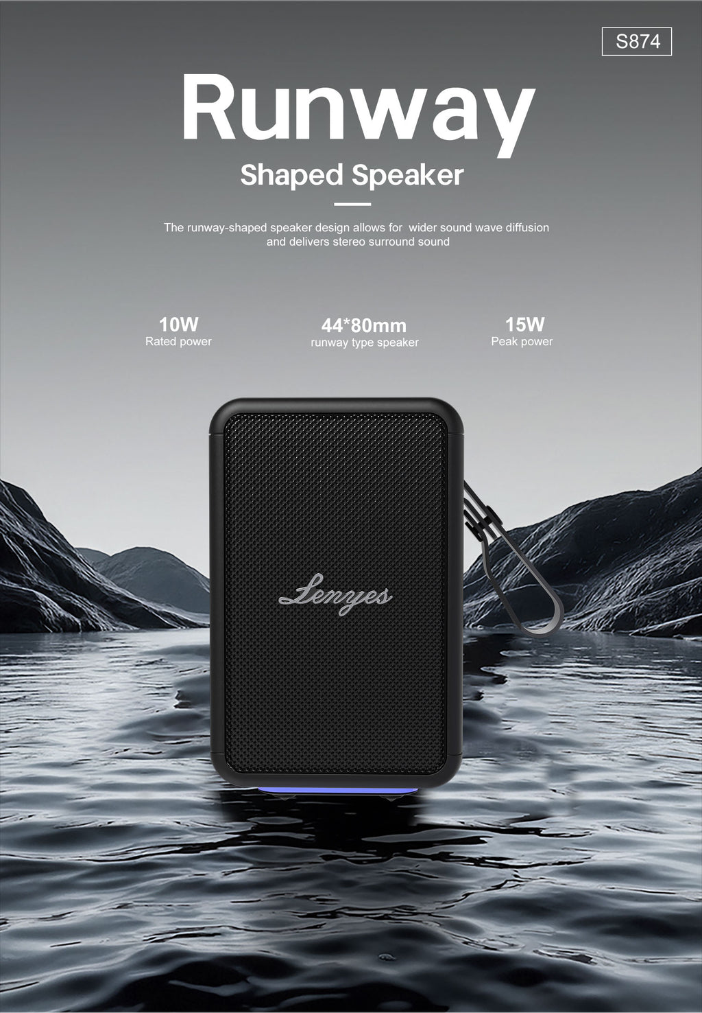 LENYES S874 Altavoz Bluetooth Alta Fidelidad IPX6 TWS Premium Negro