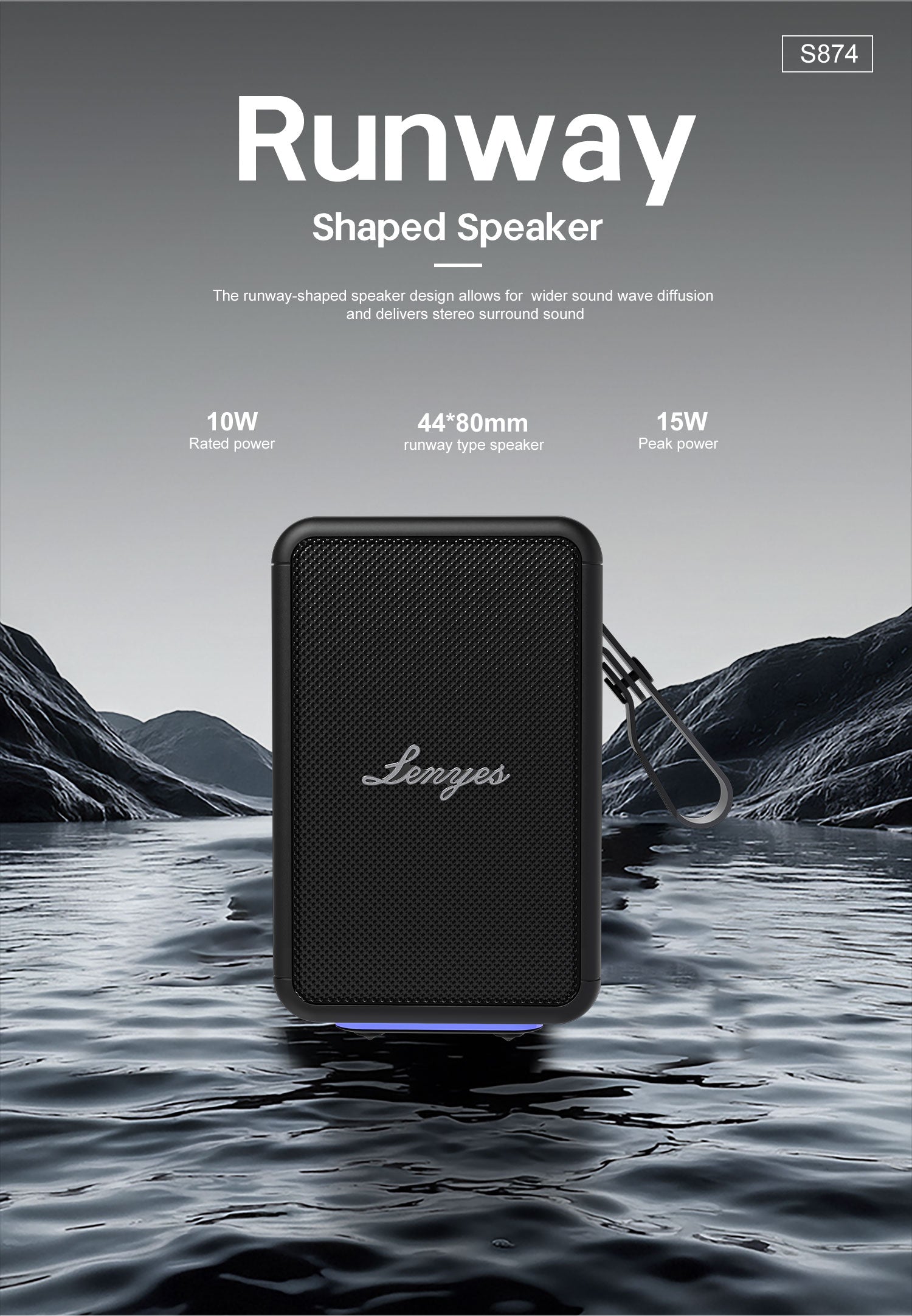 LENYES S874 Altavoz Bluetooth Alta Fidelidad IPX6 TWS Premium Negro