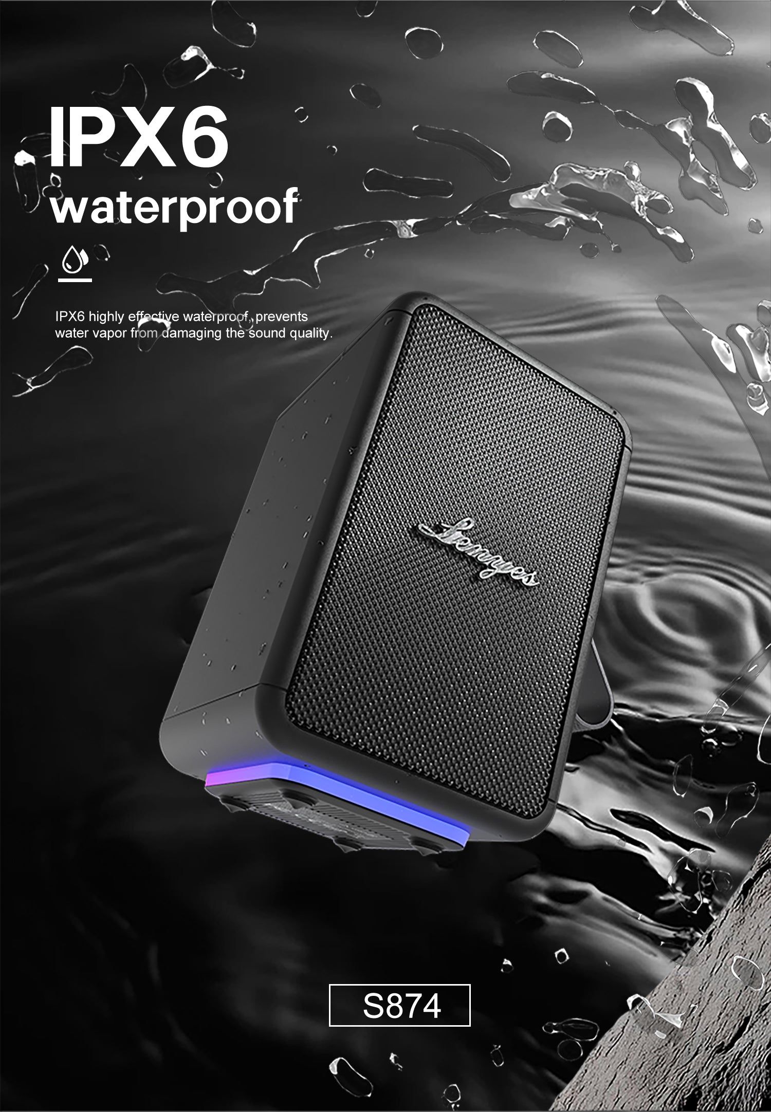 LENYES S874 Altavoz Bluetooth Alta Fidelidad IPX6 TWS Premium Negro