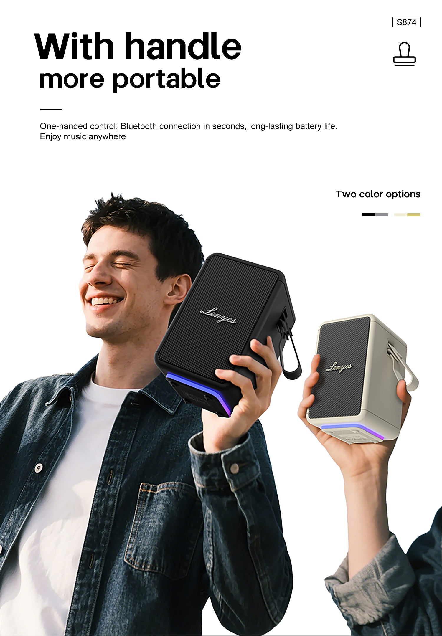 LENYES S874 Altavoz Bluetooth Alta Fidelidad IPX6 TWS Premium Negro