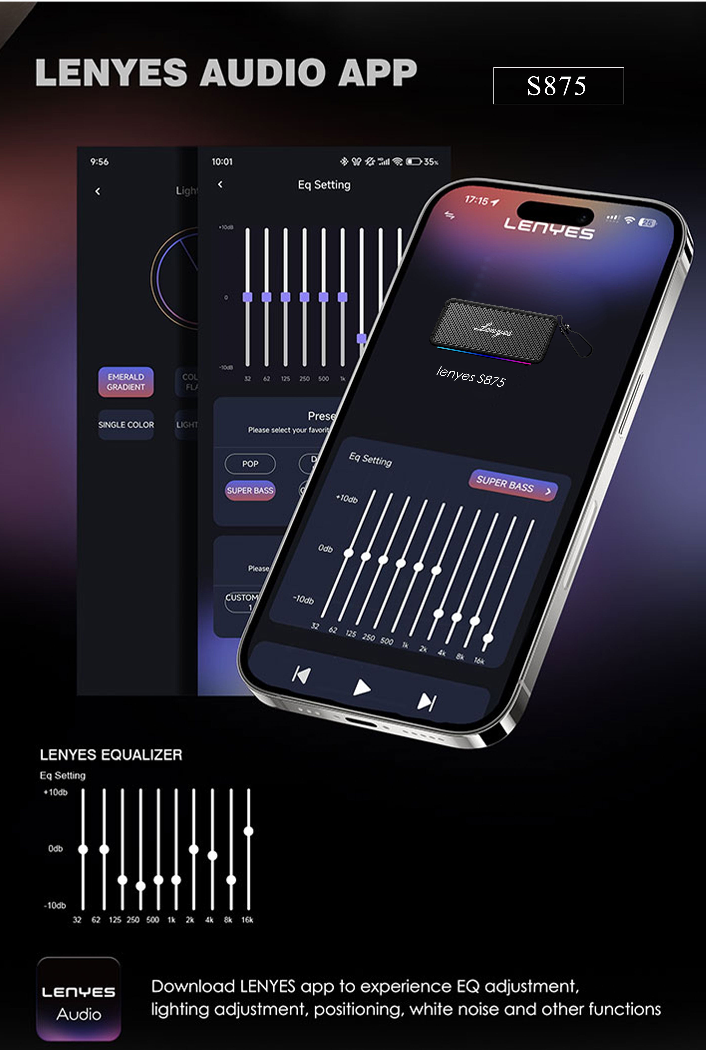 LENYES S875 Altavoz Bluetooth Inalámbrico Potente IPX6 TWS Blanco