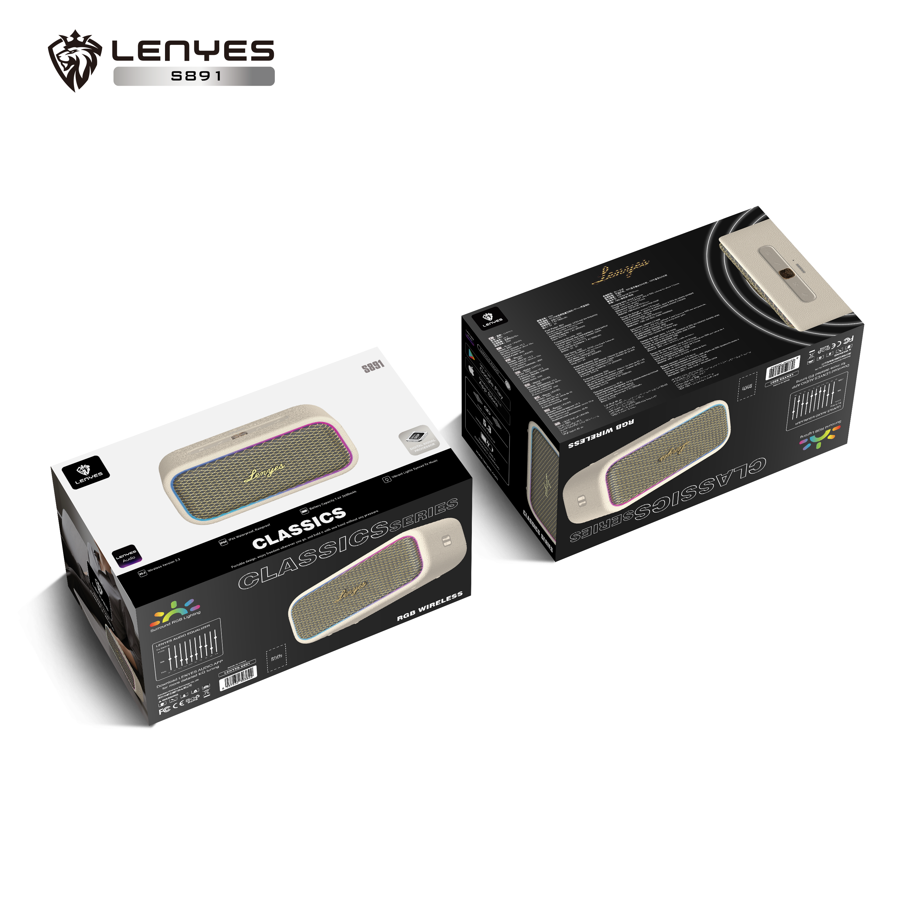 LENYES S891 Altavoz Bluetooth Potencia Extrema IPX6 TWS 15 Horas Blanco