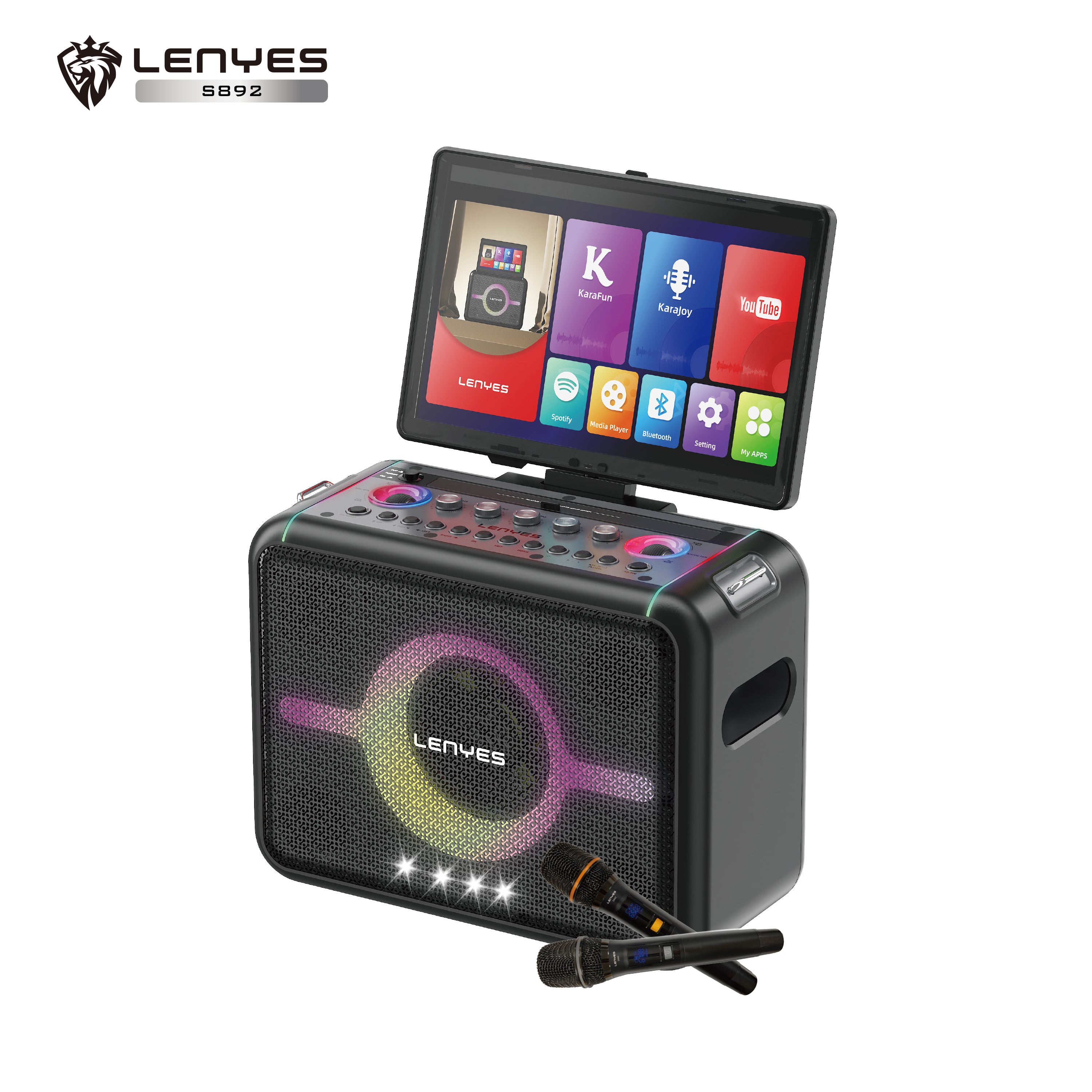 LENYES S892 Altavoz Bluetooth Profesional IPX6 TWS 15h + 2 Micrófonos Negro