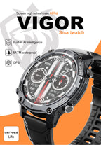 LENYES VIGOR Smartwatch Táctico Reforzado Monitor Salud SpO2 Presión IP67 Negro
