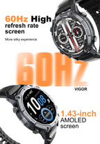 LENYES VIGOR Smartwatch Táctico Reforzado Monitor Salud SpO2 Presión IP67 Negro