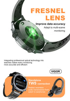 LENYES VIGOR Smartwatch Táctico Reforzado Monitor Salud SpO2 Presión IP67 Negro