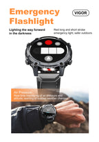 LENYES VIGOR Smartwatch Táctico Reforzado Monitor Salud SpO2 Presión IP67 Negro