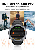 LENYES VIGOR Smartwatch Táctico Reforzado Monitor Salud SpO2 Presión IP67 Negro