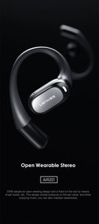 LENYES AIR 201 BLACK Auriculares Bluetooth 5.4 Deportivos con Gancho de Oreja - Resistentes al Sudor
