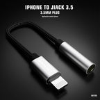 LENYES AX105 Adaptador Lightning a Jack 3.5mm iPhone Hi-Fi Trenzado