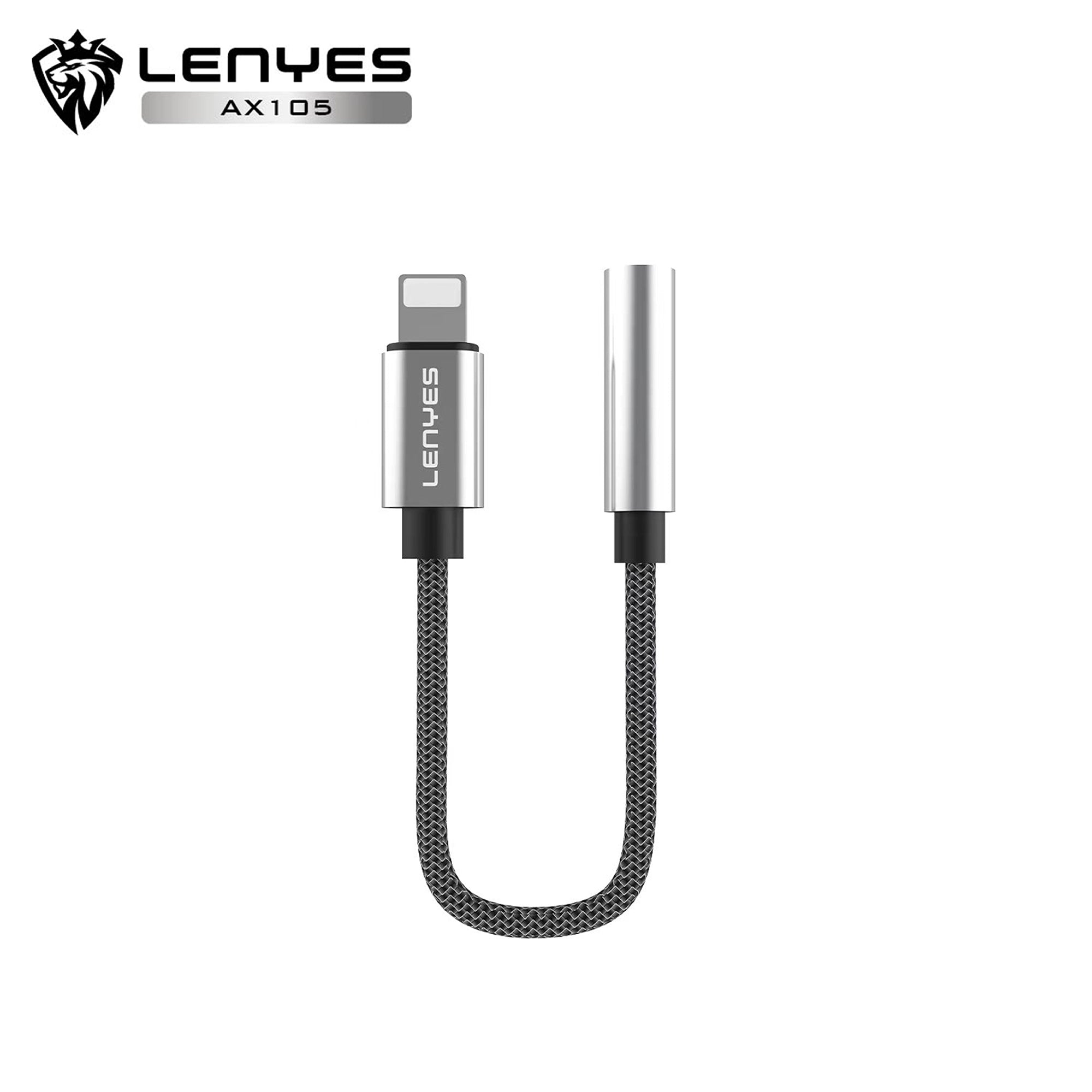 LENYES AX105 Adaptador Lightning a Jack 3.5mm iPhone Hi-Fi Trenzado