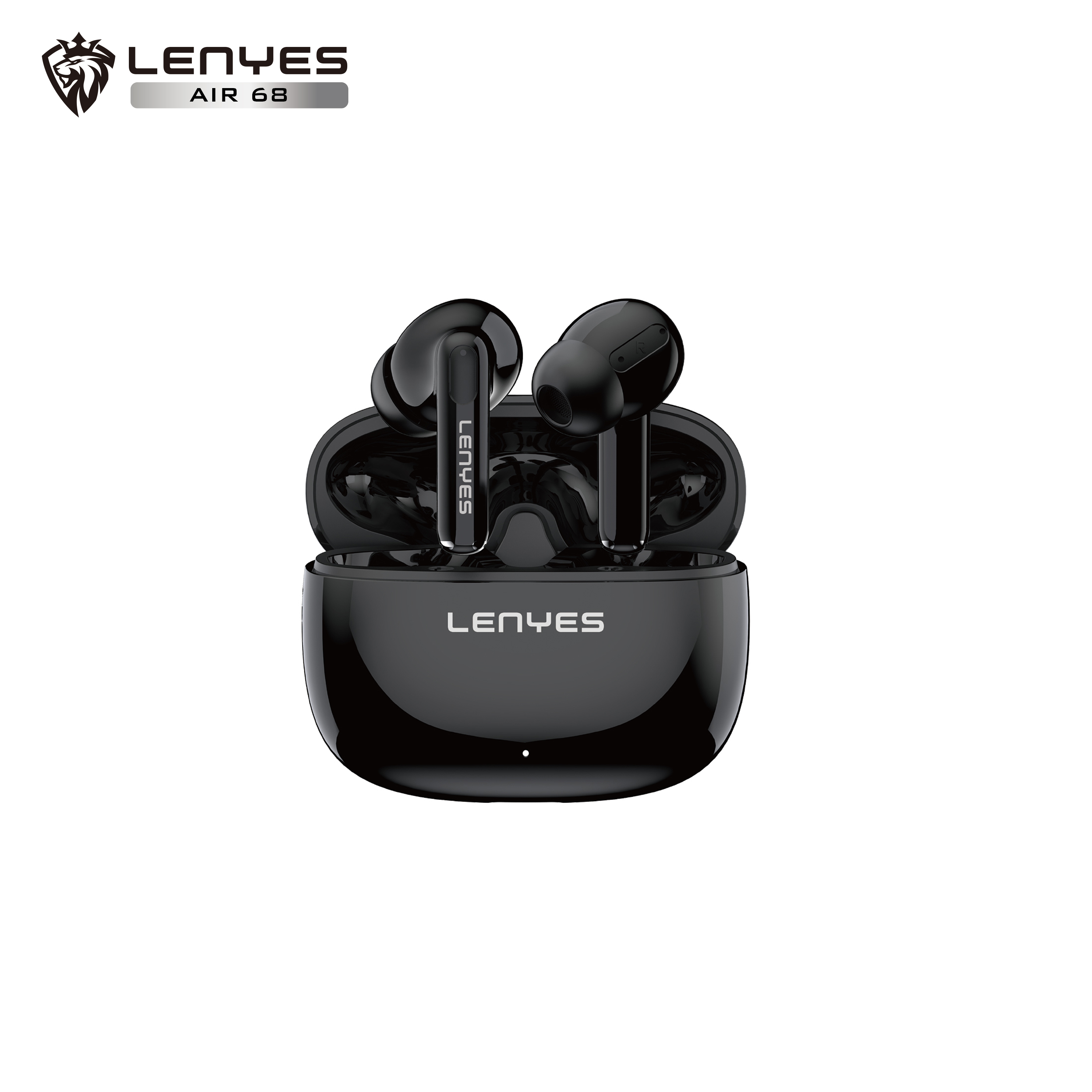 LENYES Air 68 BLACK Auriculares Bluetooth 5.4 TWS con Control Táctil - Diseño Compacto y Ligero