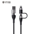 Cable 4 en 1 Lenyes LC568 | 100W PD Super Fast Charge | USB-A/C a Tipo-C/Lightning | Aluminio y Nylon