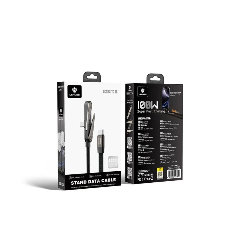 Cable USB4 Lenyes LC553 | 240W | 40Gbps | Vídeo 8K@60Hz | Soporte Plegable 360° | 1 Metro