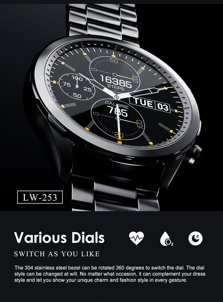 LENYES LW-253 Smartwatch Monitor Salud SpO2 Modos Deportivos 5-7 Días IP67 Negro