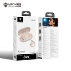 LENYES AIR 202 BEIGE Auriculares Bluetooth 5.4 Abiertos con Gancho - IPX4 Resistentes al Agua 32h Batería