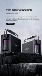 LENYES TITAN 2 Altavoz Karaoke Profesional 200W IPX6 TWS + 2 Micrófonos + Luces RGB