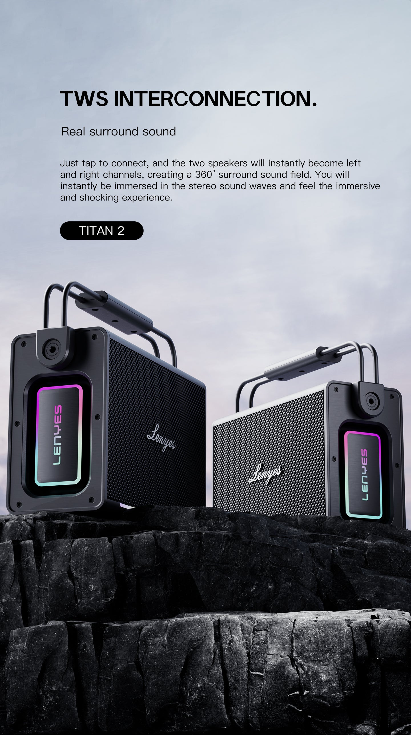 LENYES TITAN 2 Altavoz Karaoke Profesional 200W IPX6 TWS + 2 Micrófonos + Luces RGB