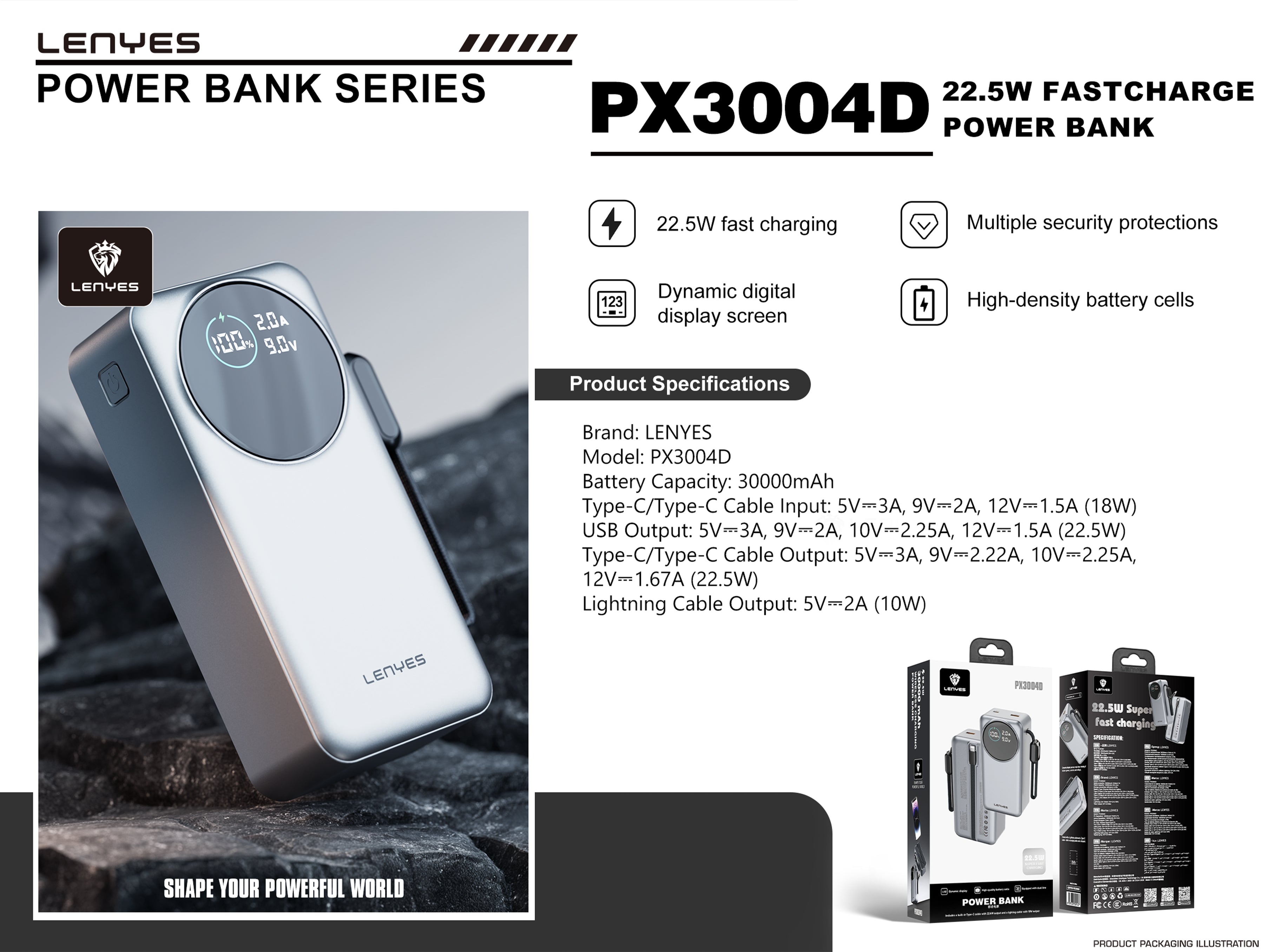 Powerbank 30.000mAH PX3004D