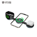 LENYES PW330 Cargador Inalámbrico 3en1 15W MagSafe Plegable Aluminio Negro