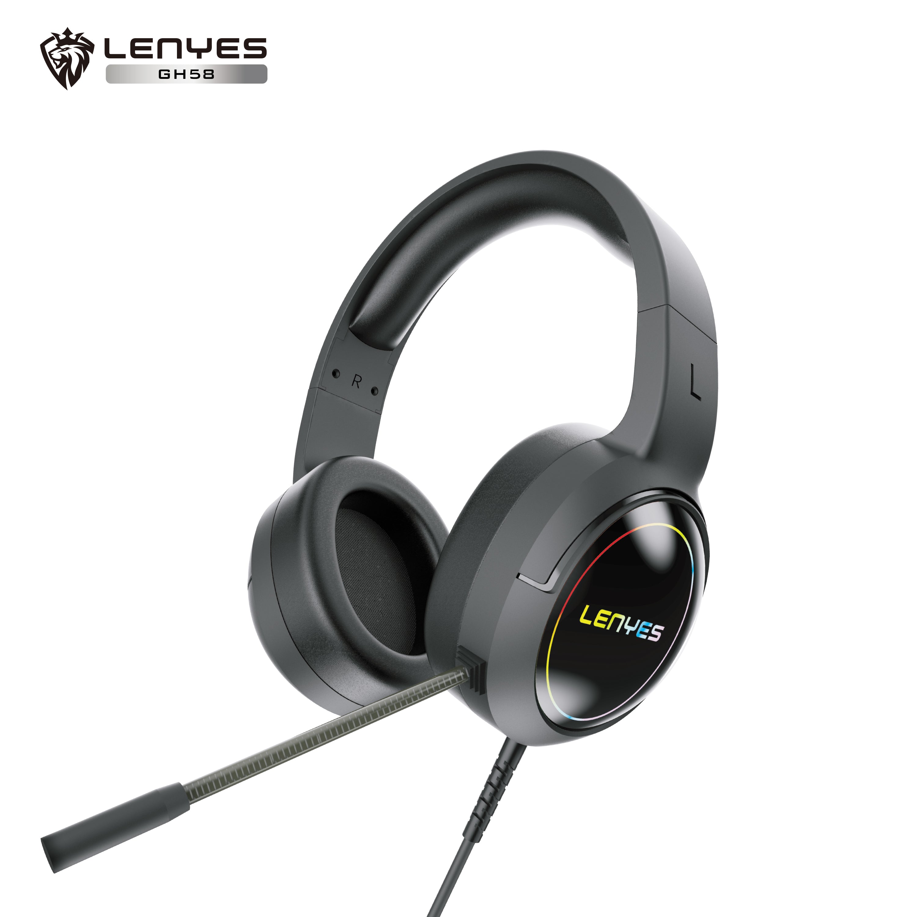LENYES GH58 Auriculares Gaming Sonido Virtual 7.1 RGB Micrófono Negro