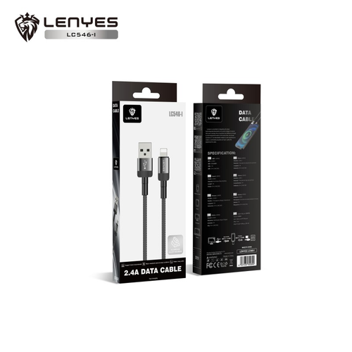Cable USB-A a Lightning Lenyes LC546-I | 12W 2.4A | 1 Metro | Aleación de Aluminio y Nylon Trenzado