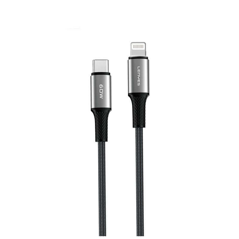 Cable USB-C a Lightning Lenyes LC560 | 27W Fast Charge | 2 Metros Extra Largo | Nylon Trenzado y Aluminio