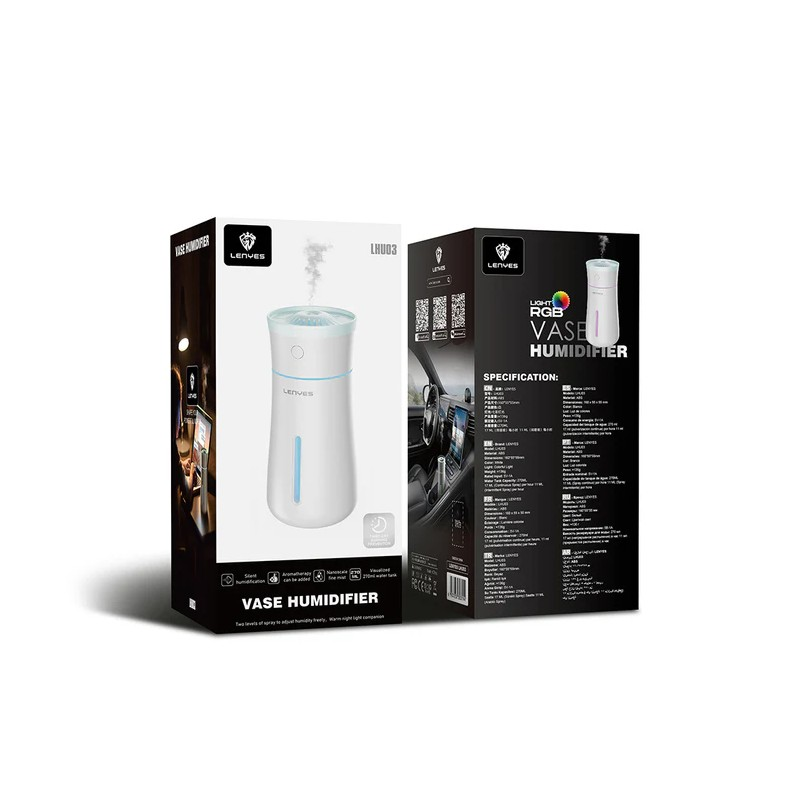 Humidificador Portátil Lenyes LHU03 Vase | 260ml | Luz LED RGB 7 Colores | Coche y Oficina | Anti-Quemado en Seco
