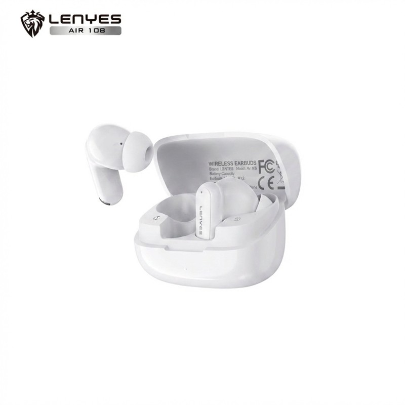 Auriculares Inalámbricos Lenyes Air 108 BLANCO | TWS Bluetooth V6.0 | Autonomía 20H | Altavoz de Cobre F13 13mm