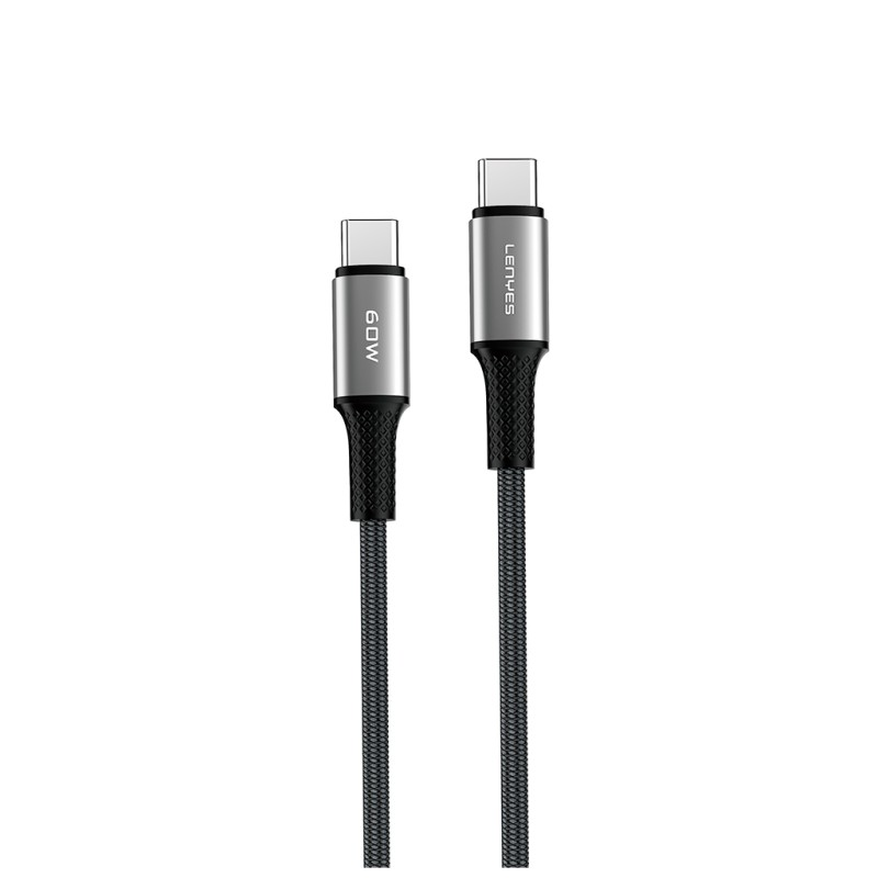 Cable USB-C a USB-C Lenyes LC559 | 60W 3A Fast Charge | 1 Metro | Nylon Trenzado y Aluminio
