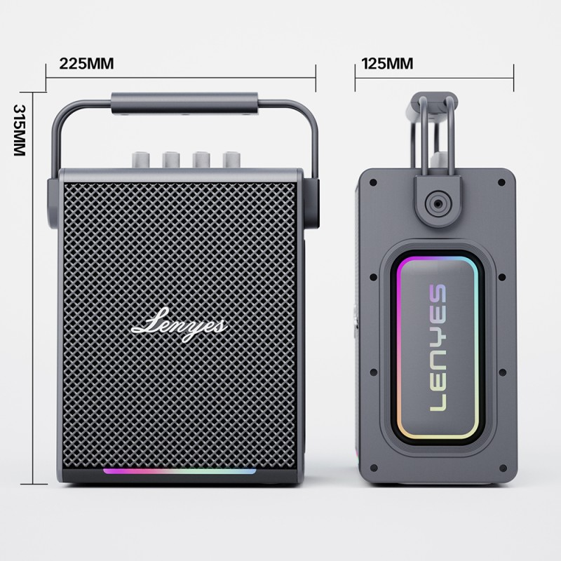 Altavoz Bluetooth Karaoke Lenyes TITAN 1 | 180W Peak Power | 2 Micrófonos Inalámbricos | IPX6 | Carga Rápida 30W | RGB