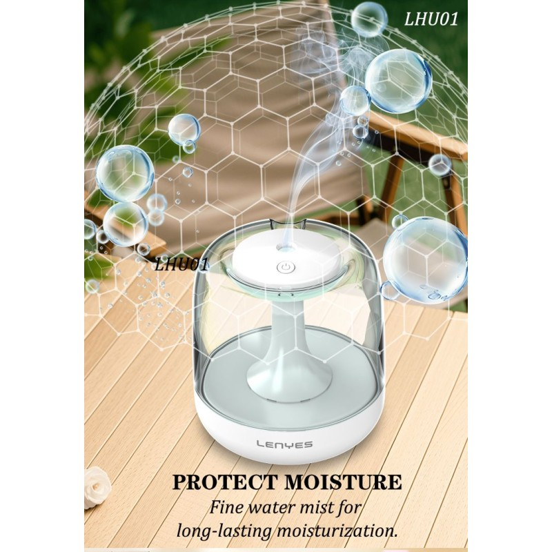 Humidificador Ultrasónico Lenyes LHU01 Jellyfish | 440ml | Luz LED 7 Colores | Silencioso | USB