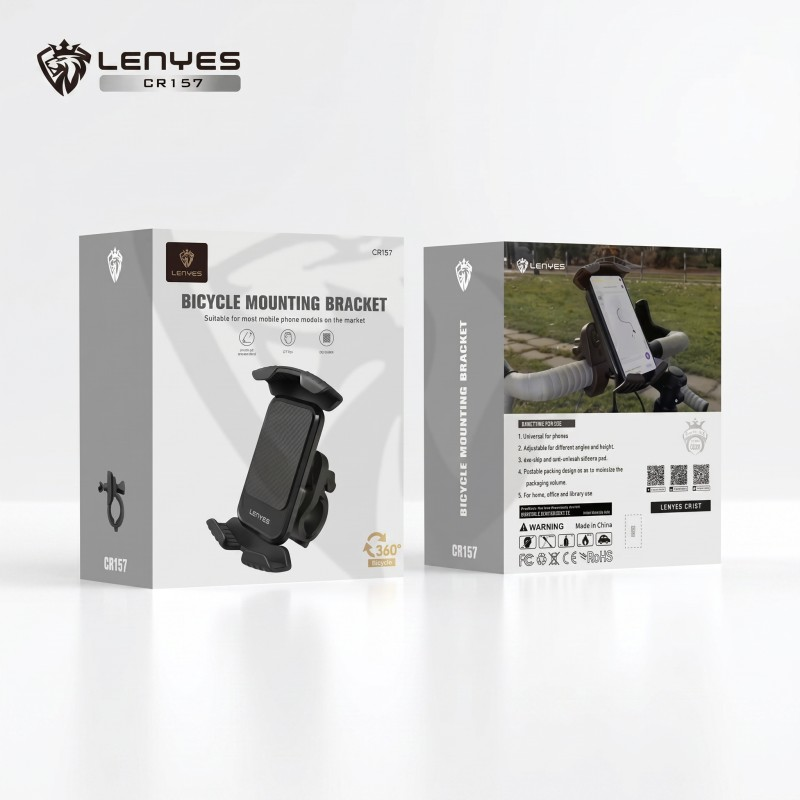 Soporte de Bicicleta Lenyes CR157 | Base Modelo O | Sujeción 4 Esquinas | Smartphones 4" a 6.5"