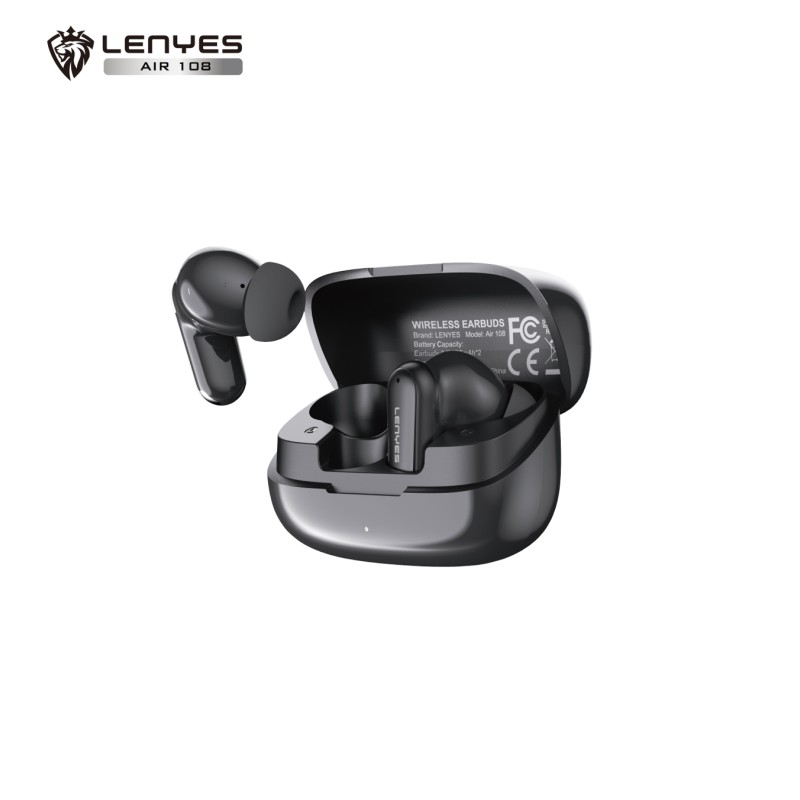 Auriculares Inalámbricos Lenyes Air 108 NEGRO | TWS Bluetooth V6.0 | Autonomía 20H | Altavoz de Cobre F13 13mm