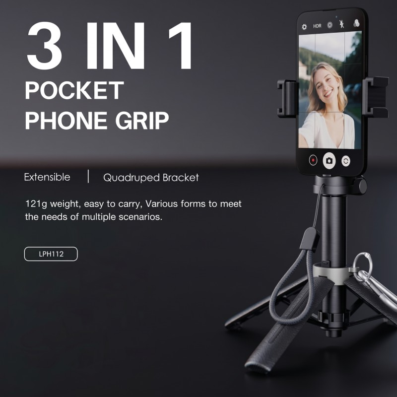 Mini Trípode y Selfie Stick Lenyes LPH122 | Extensible 75cm | Control Bluetooth Remoto | Ultra Compacto