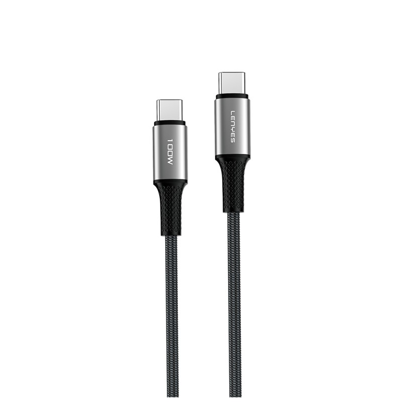 Cable USB-C a USB-C Lenyes LC561 | 100W 5A Ultra Fast Charge | 1 Metro | Nylon Trenzado y Aluminio