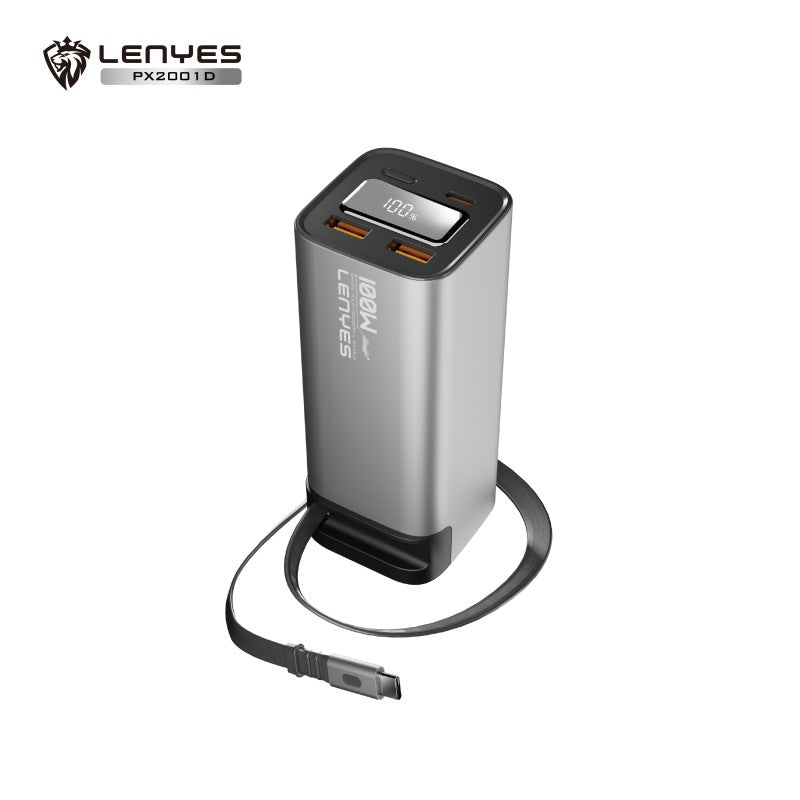 Power Bank Lenyes PX2001D | 20000mAh | 100W PD para Portátiles | Cable Tipo-C Bidireccional 60cm | Pantalla LED