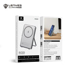Power Bank Magnético Lenyes PW038D | 5000mAh | Ultrafino Aluminio Plata | Carga Inalámbrica 15W | PD 20W | Soporte Integrado