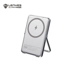 Power Bank Magnético Lenyes PW038D | 5000mAh | Ultrafino Aluminio Plata | Carga Inalámbrica 15W | PD 20W | Soporte Integrado