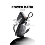 Power Bank Mini Lenyes P562L | 10000mAh | Cables Integrados Tipo-C y Lightning | Carga Rápida 22.5W | Pantalla LED