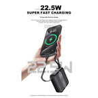 Power Bank Mini Lenyes P562L | 10000mAh | Cables Integrados Tipo-C y Lightning | Carga Rápida 22.5W | Pantalla LED