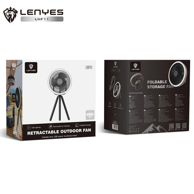Ventilador Multifunción de Camping Lenyes LHF11 | Batería 8000mAh | Powerbank | Trípode Telescópico | Luz LED